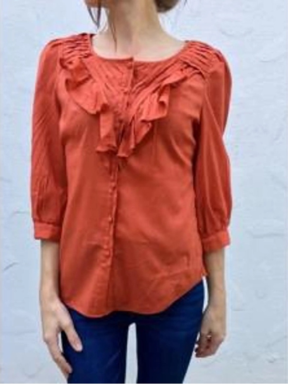 Madewell Floral Puff Sleeve Blouse – Blue | Size S | Excellent